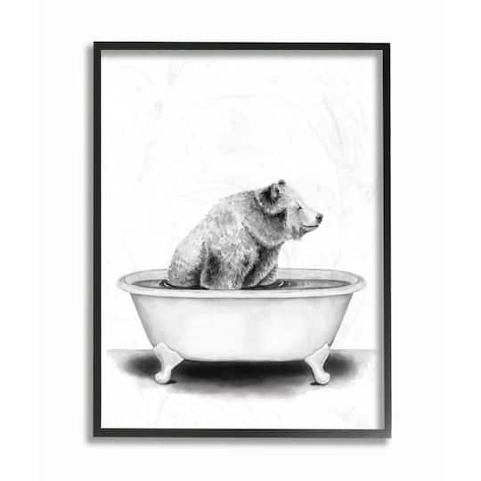 Stupell Industries Bear in a Tub Drawing with Frame Wall Accent